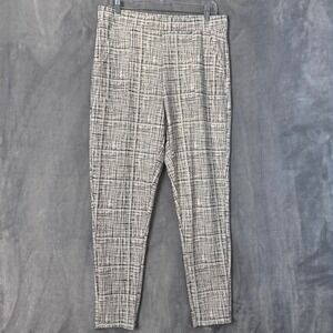 Maze Collection Tapered Pants Women XL Black White Grid Pull On Stretch Pocket